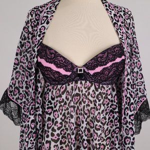 ❄️ Cinema Etoile NWOT Nightgown Robe Lace Babydoll Set Peignoir Negligee Vintage